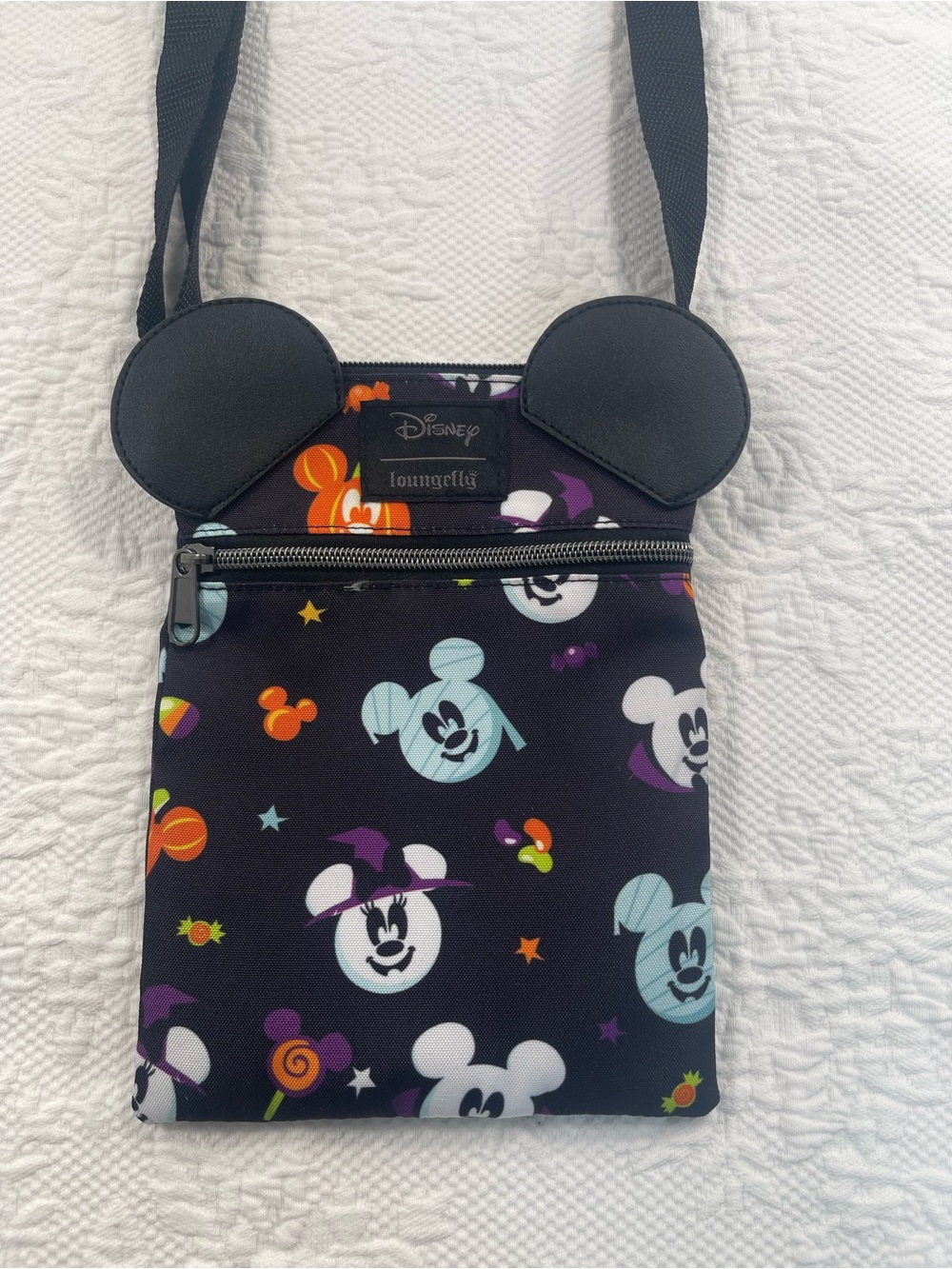 Disney Kids Black Halloween Mickey Crossbody Bag with Colorful Accents